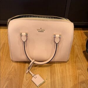 kate spade blush pink leather satchel with top handles